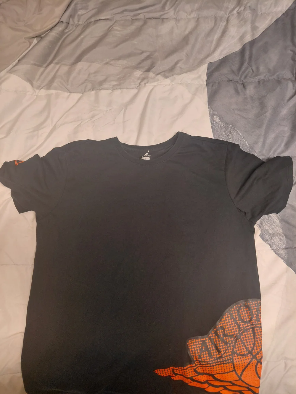Jordan Men’s Black Short-Sleeve Graphic T-Shirt - Orange Logo